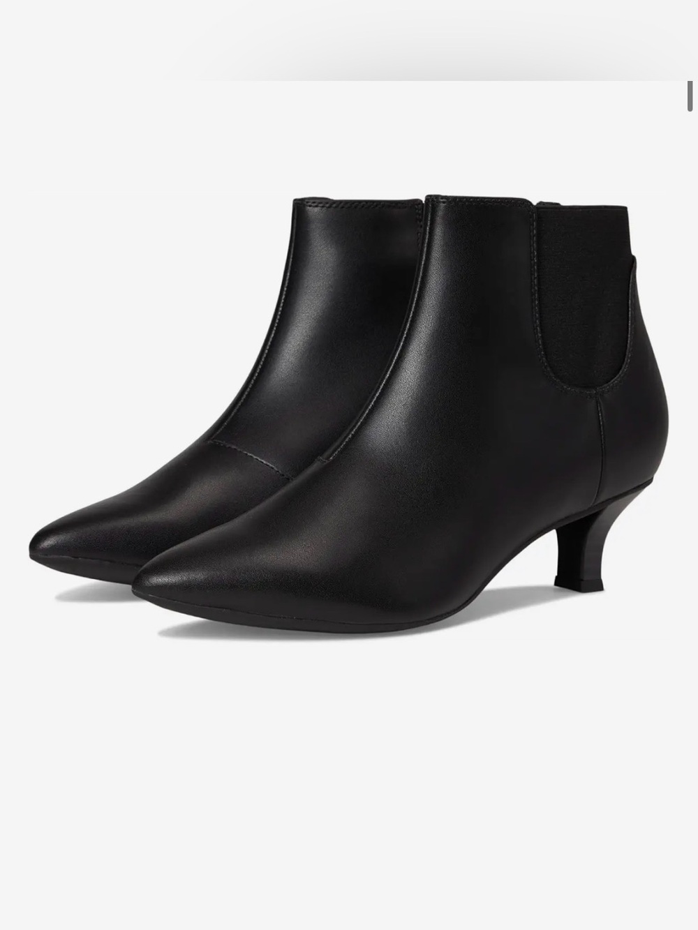 Sold Clarks Linvale Sea Black Leather Pointed Toe Kitten Heel Ankle Boots 11 - Picture 2 of 10